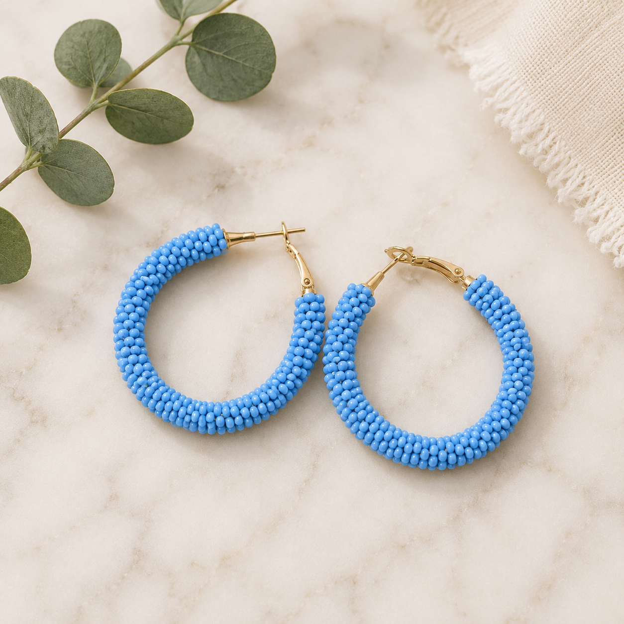 The Caroline - Solid Beaded Hoop Earring