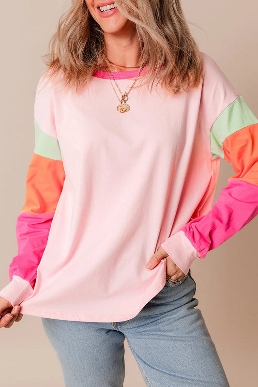 Color Me Happy Round Neck Long Sleeve Top