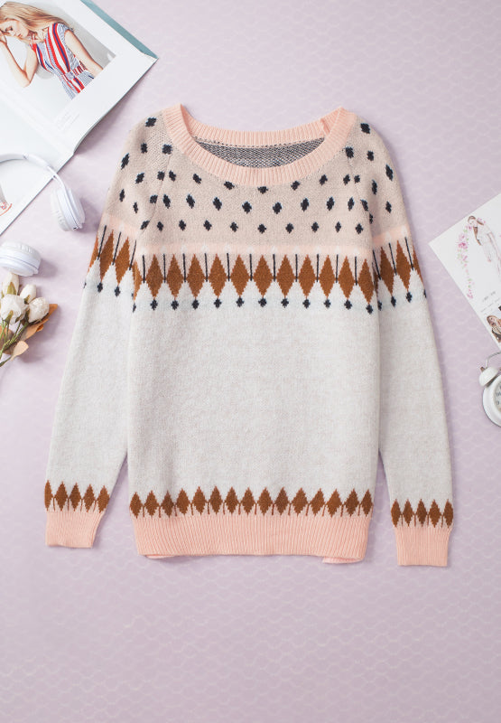 Cozy Winter Geometric Long Sleeve Sweater