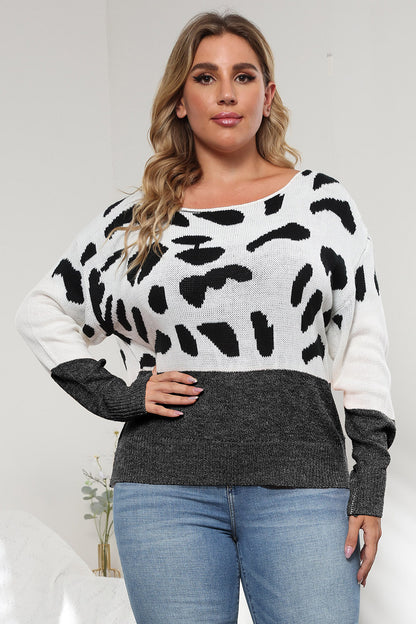 Come At Me Leopard Round Neck Long Sleeve Sweater