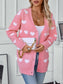 I Heart You V-Neck Button Up Long Sleeve Cardigan