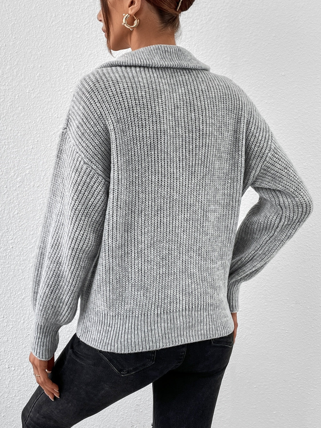 Perfect Half Zip Dropped Shoulder Pullover