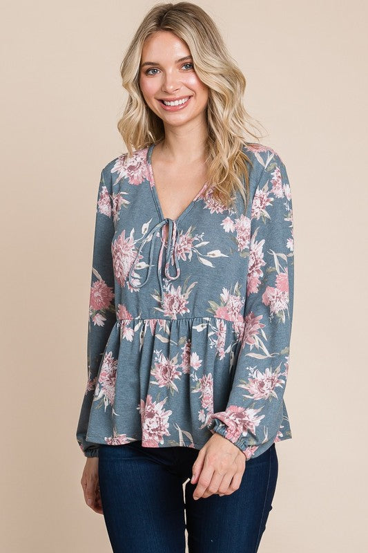 Can't Resisst Babydoll Floral Long Sleeve Blouse