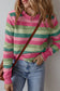 Lucky To Be Me Striped Round Neck Long Sleeve Sweater