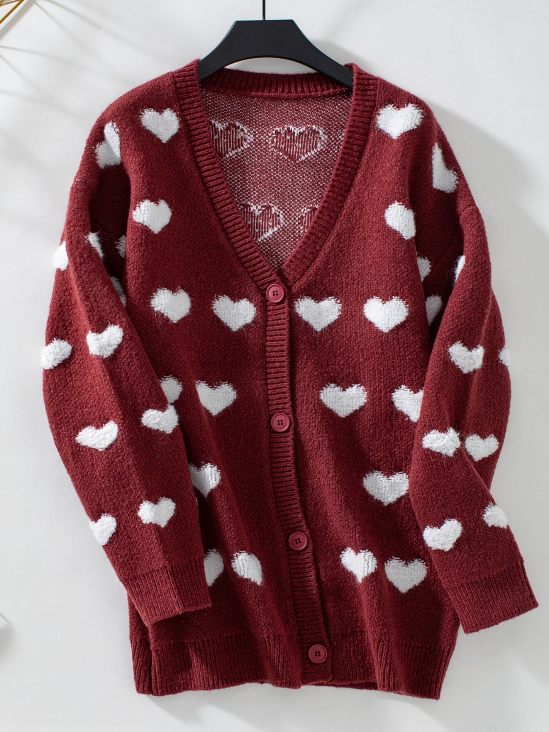 I Heart You V-Neck Button Up Long Sleeve Cardigan