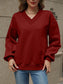 Jaded V-Neck Long Sleeve Dropped Shoulder Sweatshirt