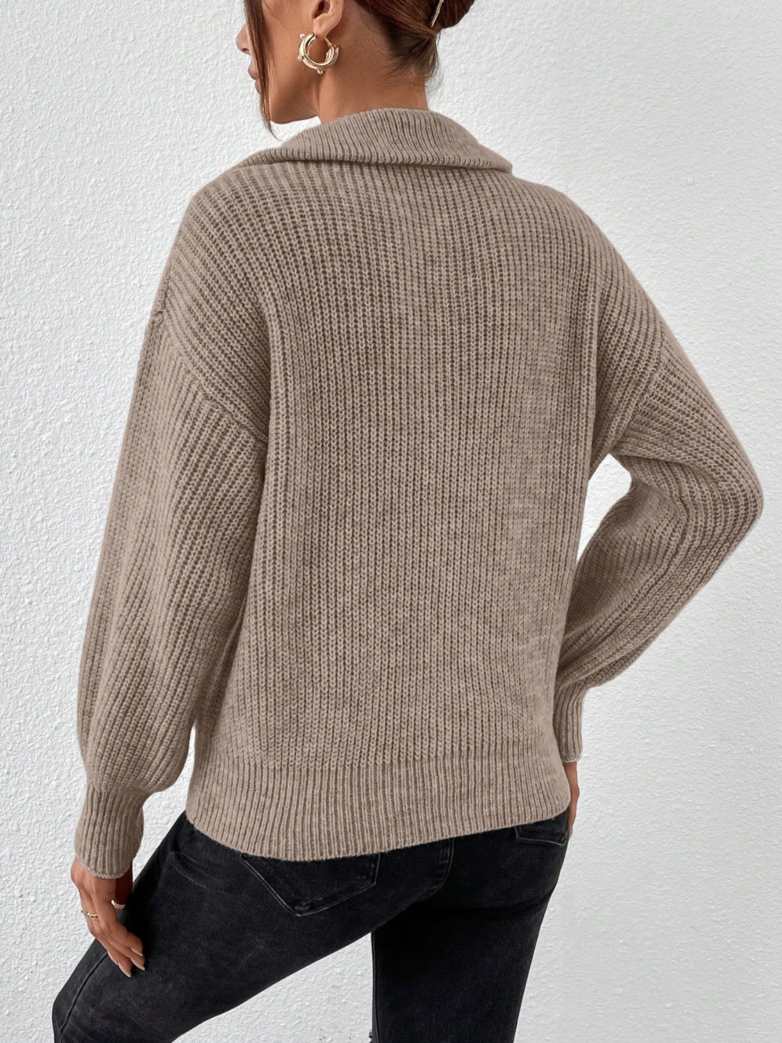 Perfect Half Zip Dropped Shoulder Pullover