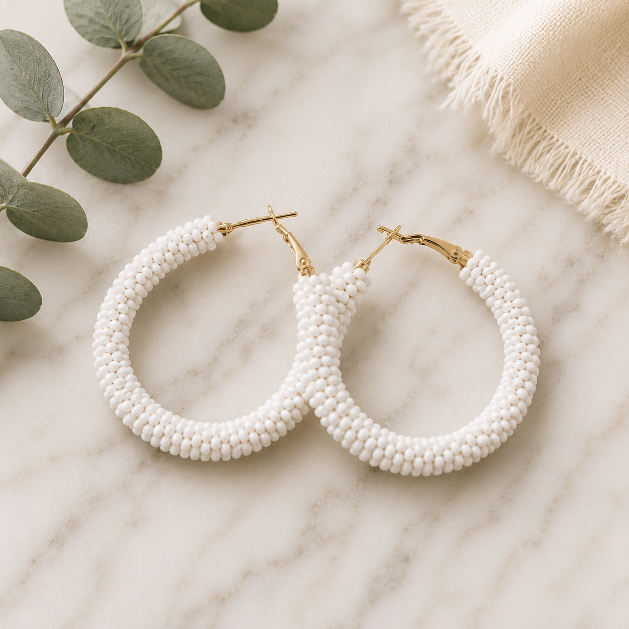 The Bianca - Solid Beaded Hoop Earrings