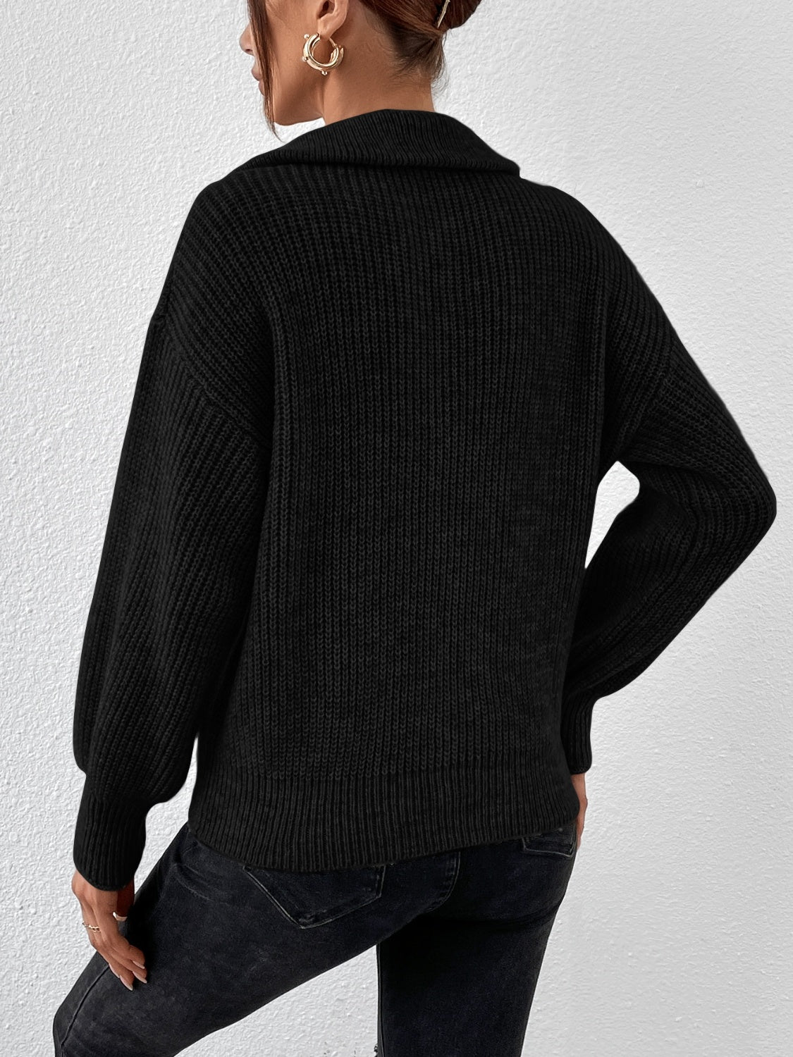 Perfect Half Zip Dropped Shoulder Pullover