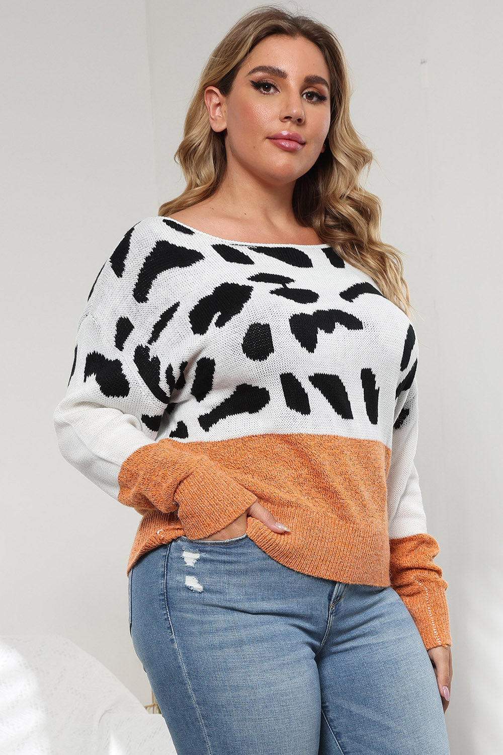 Come At Me Leopard Round Neck Long Sleeve Sweater