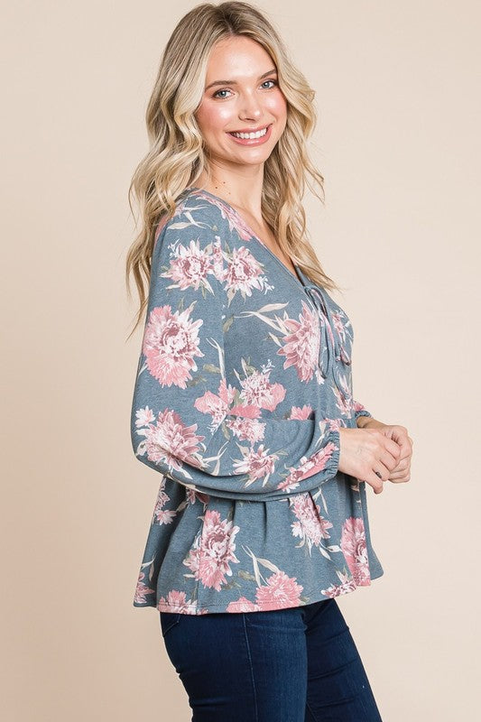 Can't Resisst Babydoll Floral Long Sleeve Blouse