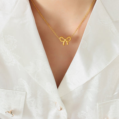 So Special Bow Pendant Gold Plated Necklace