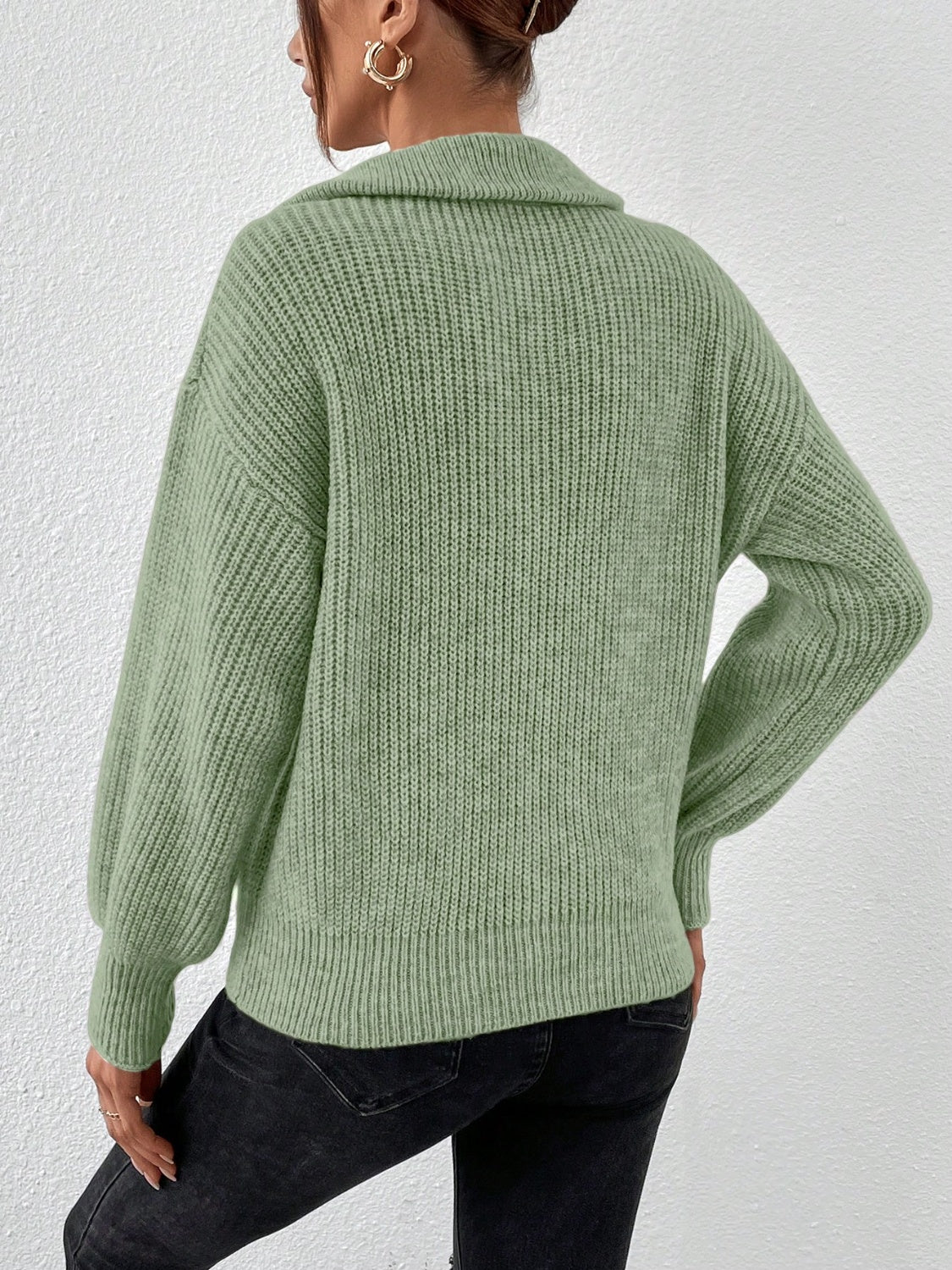 Perfect Half Zip Dropped Shoulder Pullover