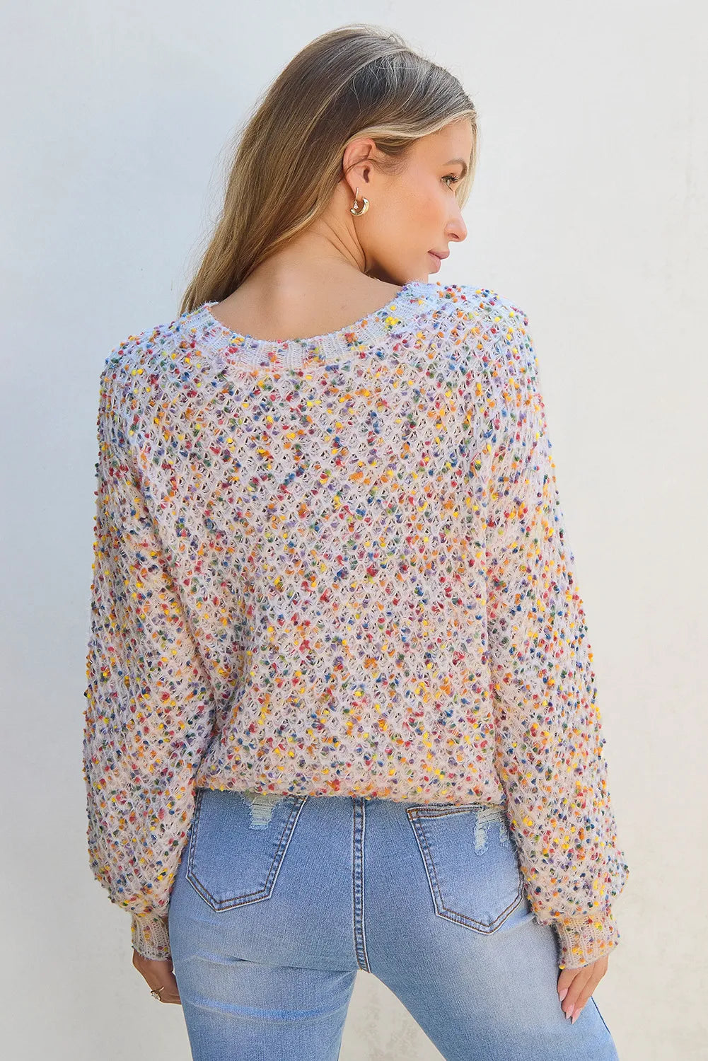 Birthday Confetti Round Neck Long Sleeve Sweater