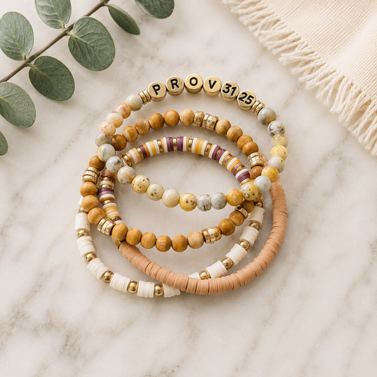 The Ruth - Set of 4 Neutral Proverbs 31 Bracelets