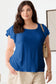 Call Me A Cutie Plus Size Short Fluttery Sleeve Top, Royal Blue