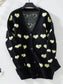 I Heart You V-Neck Button Up Long Sleeve Cardigan