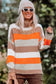 Color Block Drop Shoulder Turtleneck Sweater