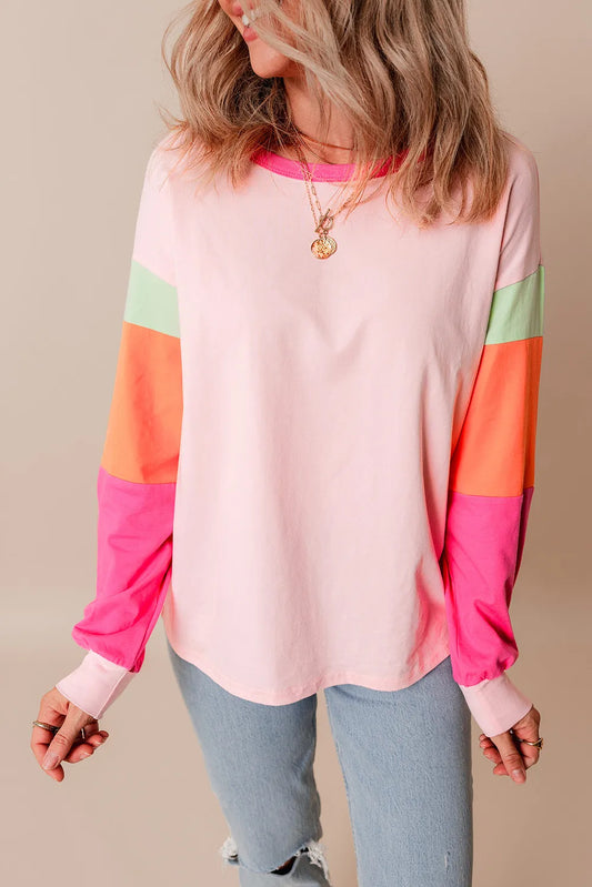 Color Me Happy Round Neck Long Sleeve Top