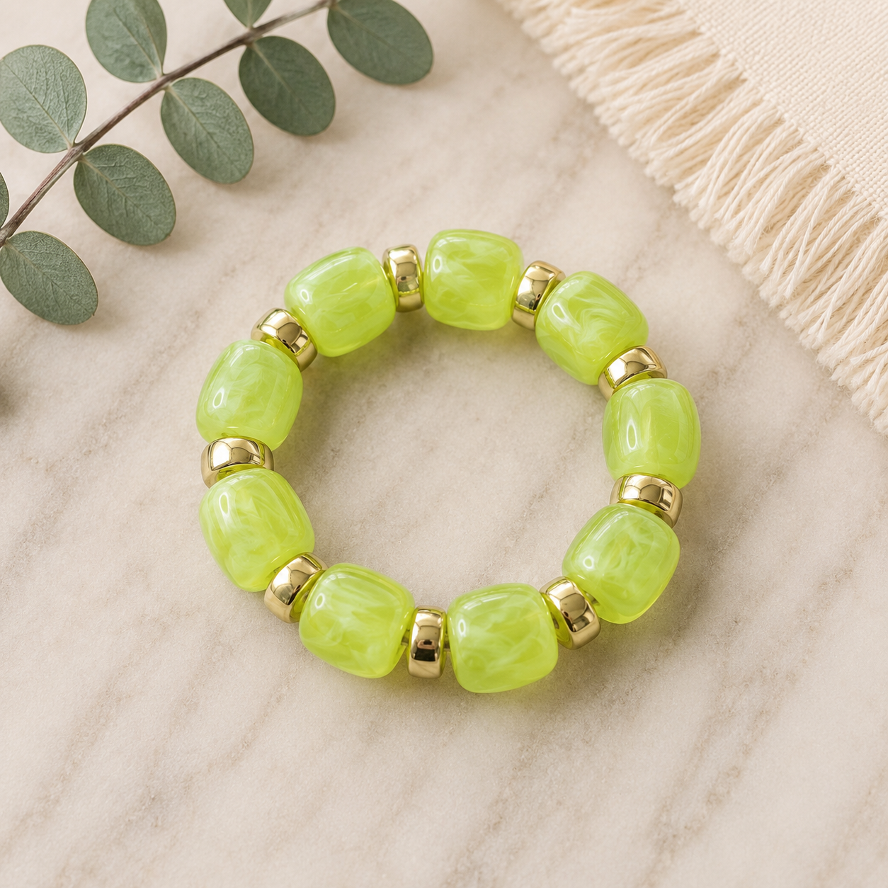 The Lizzy - Chunky Lime Green Bracelet