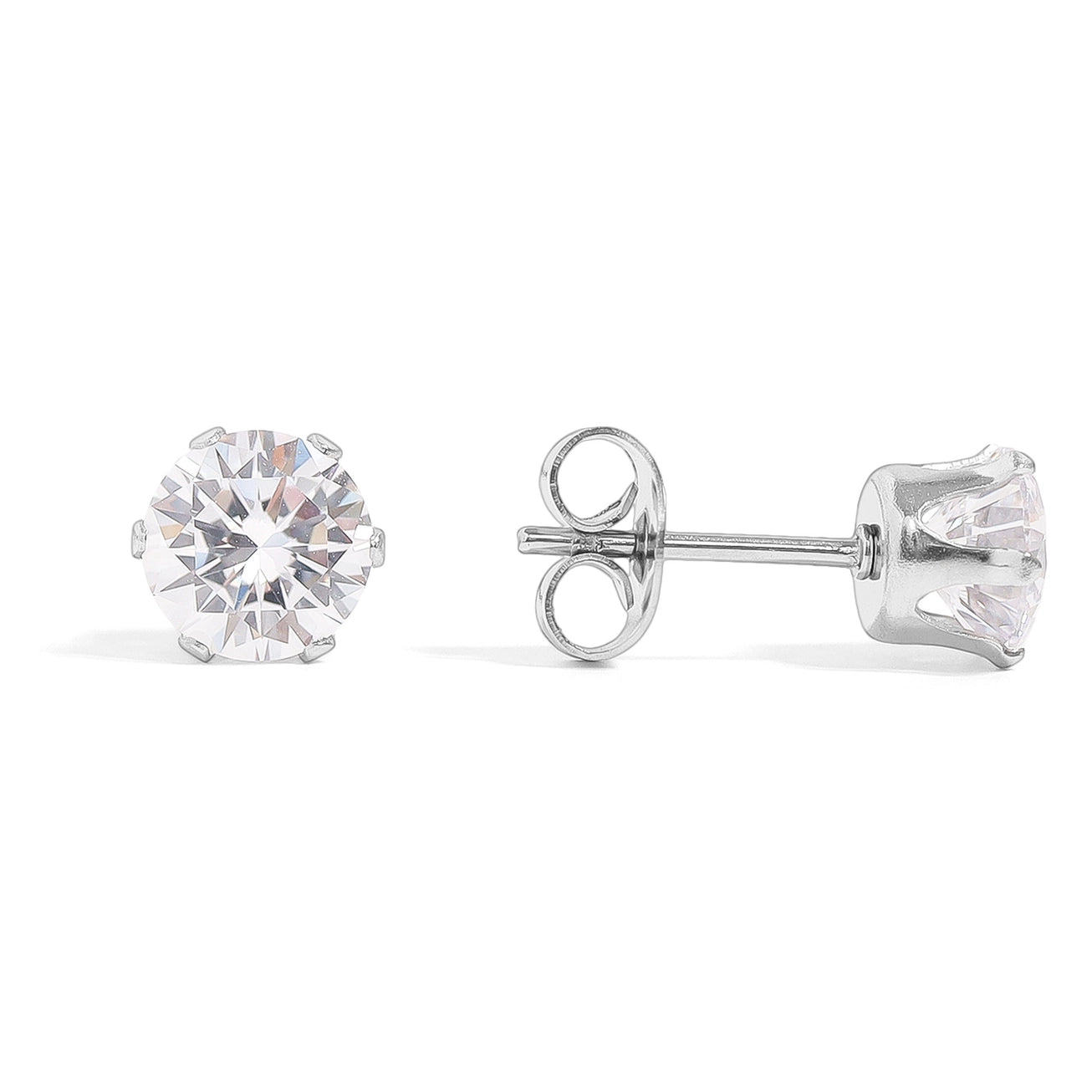 The Marilyn - Stainless Steel Round CZ Stud Earrings