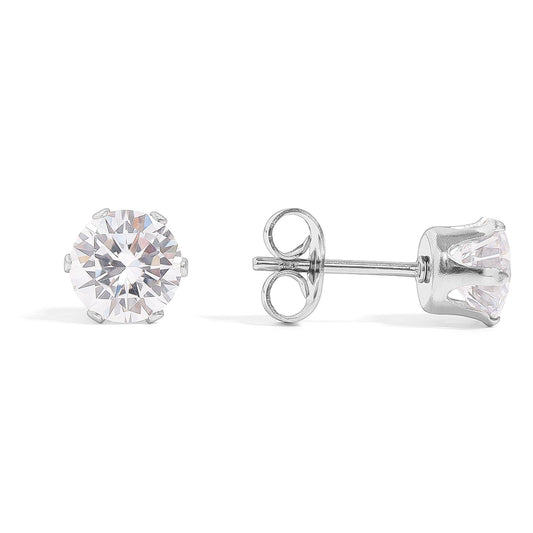 The Marilyn - Stainless Steel Round CZ Stud Earrings