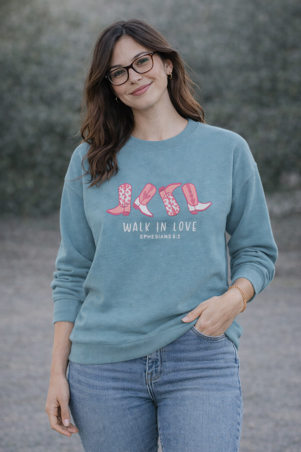 Walk in Love Embroidered Crewneck Sweatshirt