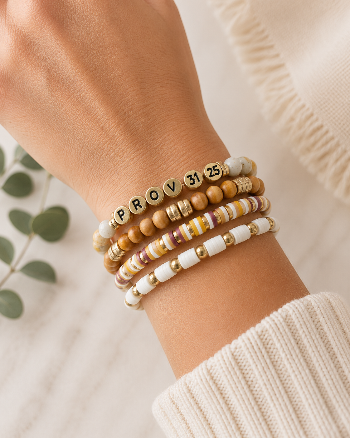 The Ruth - Set of 4 Neutral Proverbs 31 Bracelets