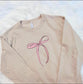 She Is Clothed Bow Graphic Sweatshirt - SAND