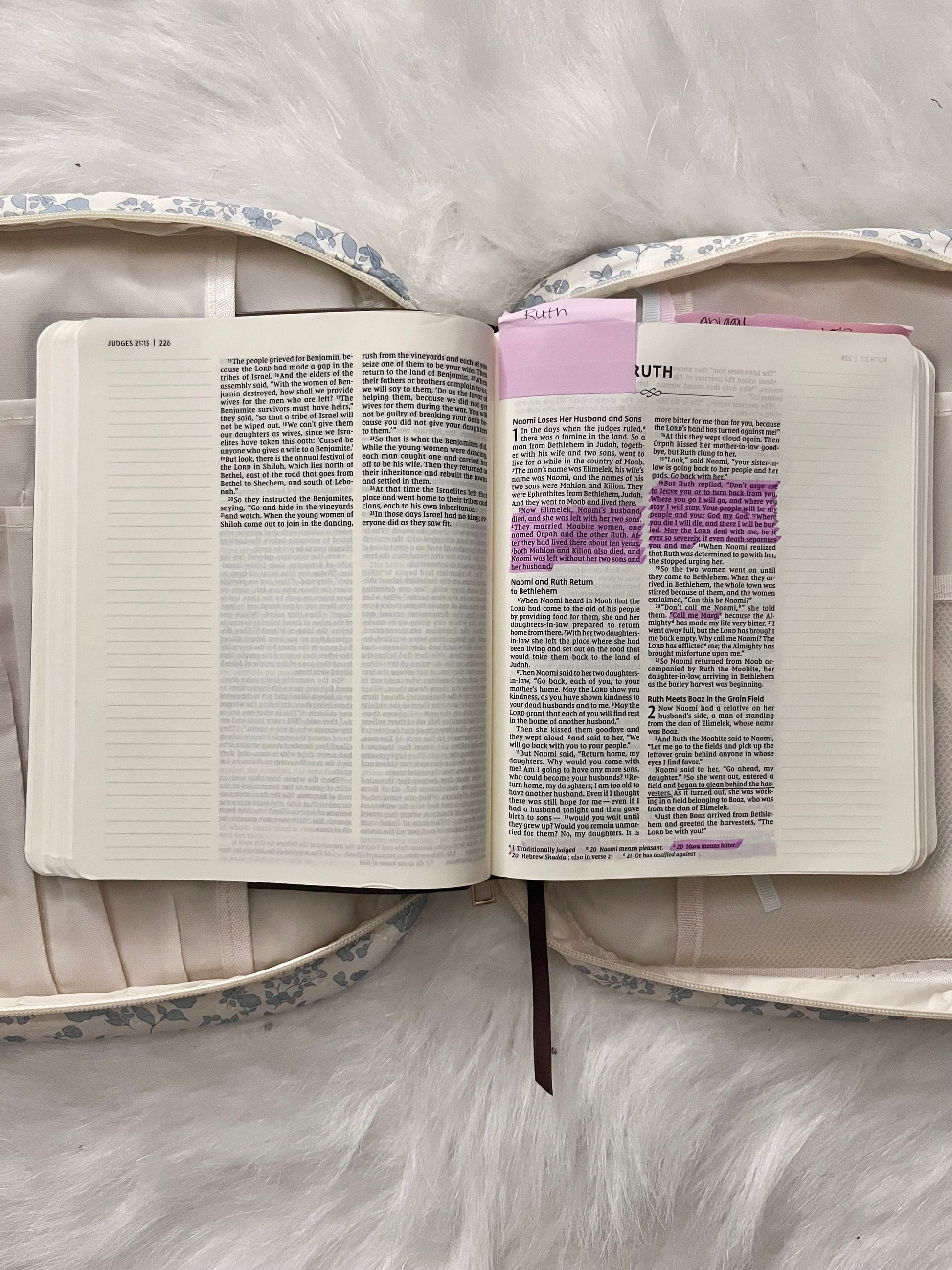 Quilted Zippered Bible Case in Blue Floral