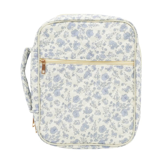 Quilted Zippered Bible Case in Blue Floral