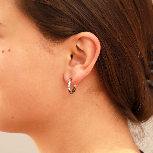 The Hailey - Stainless Steel Twisted Huggie Hoops