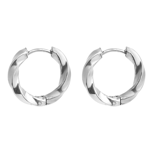The Hailey - Stainless Steel Twisted Huggie Hoops
