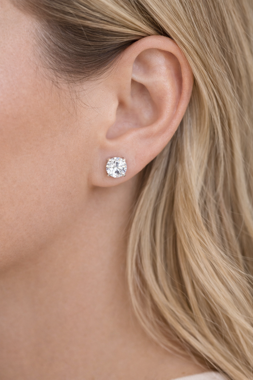 The Marilyn - Stainless Steel Round CZ Stud Earrings