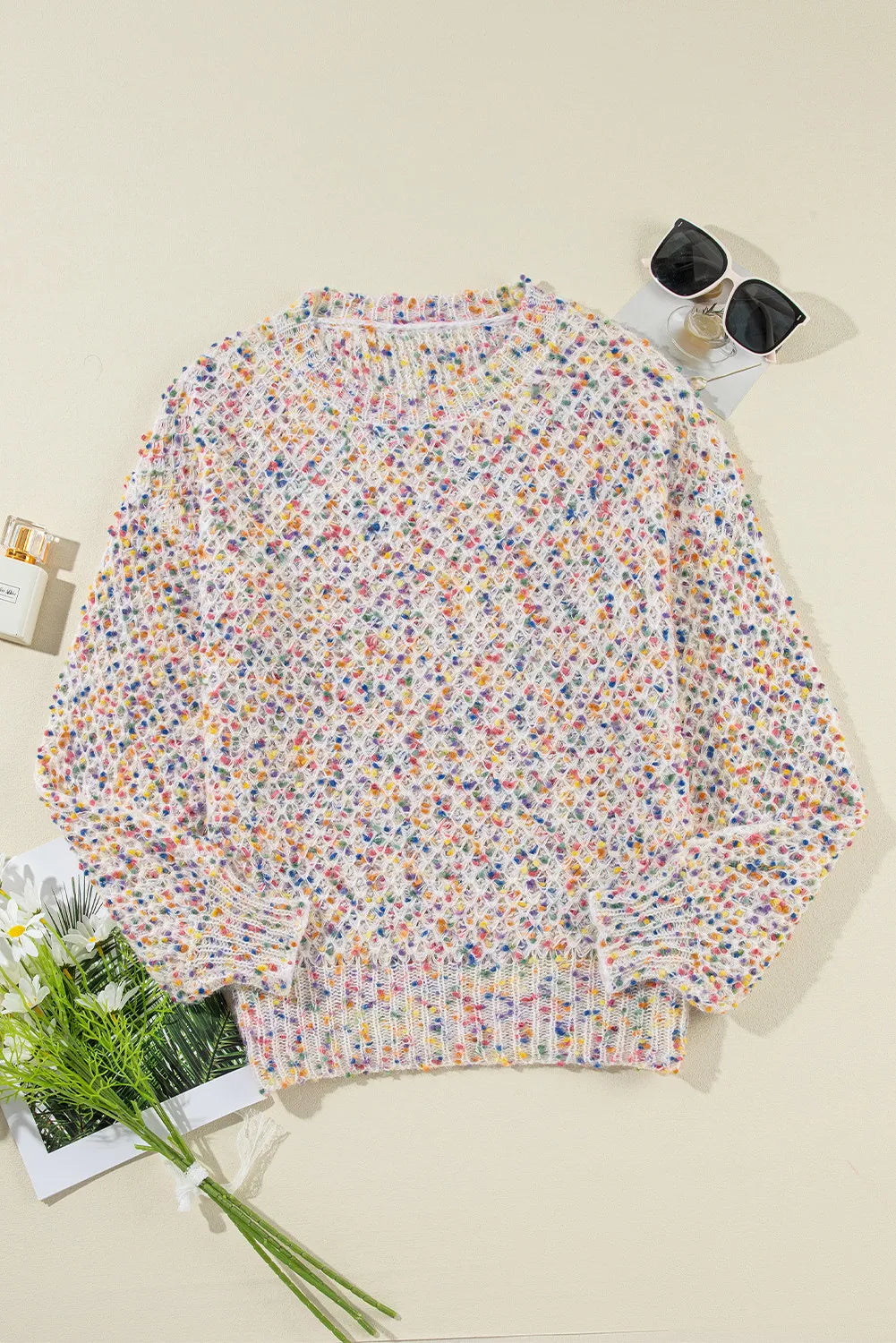 Birthday Confetti Round Neck Long Sleeve Sweater