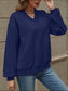 Jaded V-Neck Long Sleeve Dropped Shoulder Sweatshirt