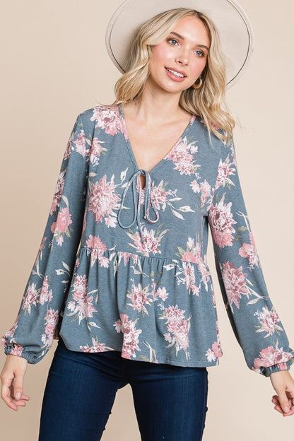 Can't Resisst Babydoll Floral Long Sleeve Blouse