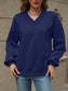 Jaded V-Neck Long Sleeve Dropped Shoulder Sweatshirt