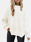 Cozy Season Round Neck Drop Shoulder Slit Sweater