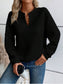 Flouncy Notched Long Sleeve Sweatshirt