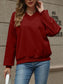 Jaded V-Neck Long Sleeve Dropped Shoulder Sweatshirt