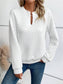 Flouncy Notched Long Sleeve Sweatshirt