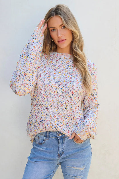 Birthday Confetti Round Neck Long Sleeve Sweater