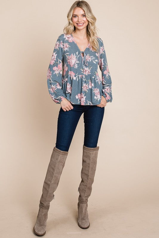 Can't Resisst Babydoll Floral Long Sleeve Blouse