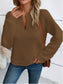 Flouncy Notched Long Sleeve Sweatshirt