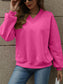 Jaded V-Neck Long Sleeve Dropped Shoulder Sweatshirt